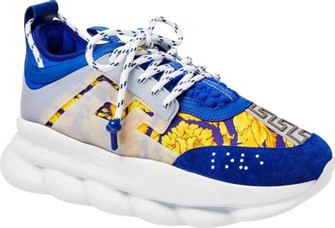 blue and gold versace shoes|Versace blue sneakers.